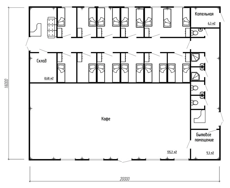 Планировка Проект кафе из сэндвич-панелей -  фото 1