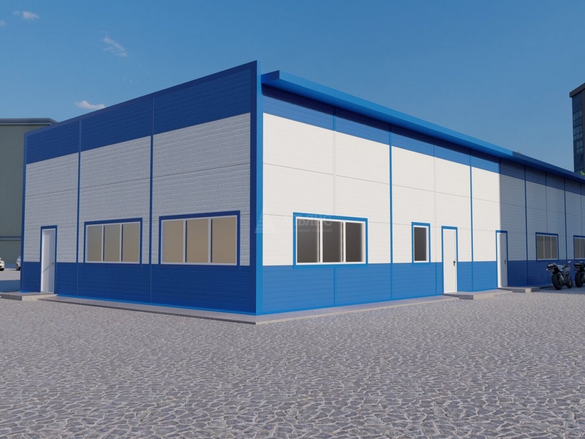 3D визуализация Автомойка из сэндвич-панелей - фото 3